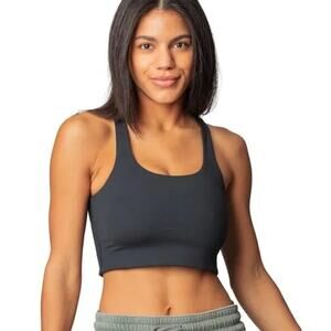 Fundamental Coast Parker Sports Bra Size XS‎ Racerback Black Scoop Neck Athletic